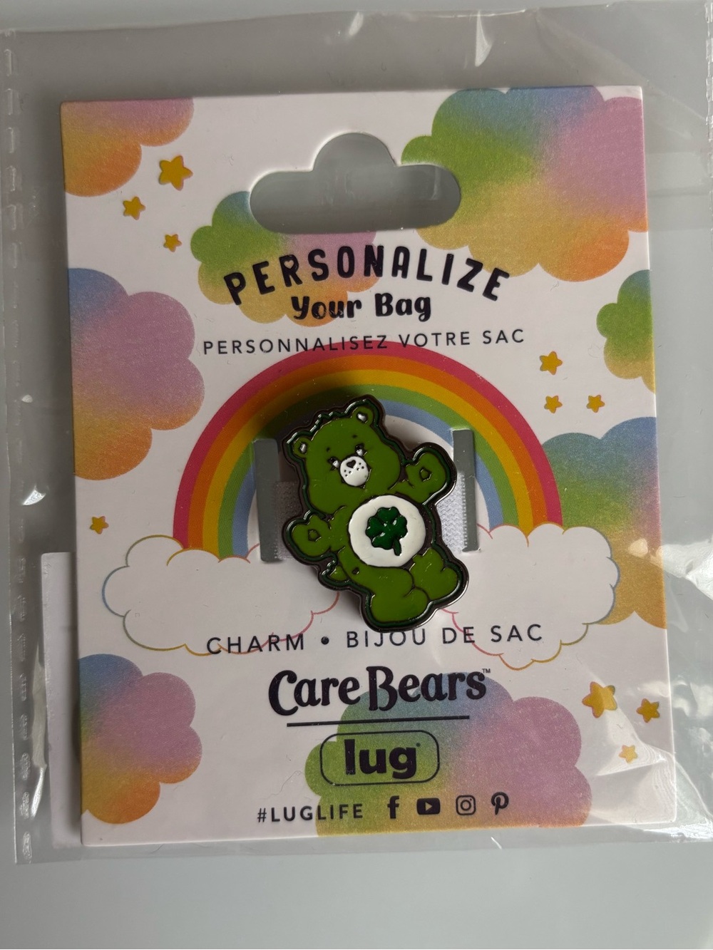 Lug NWT Care Bear Good Luck Bear Charm Green